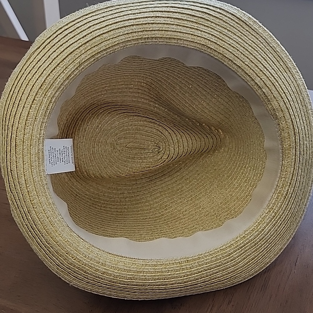 Straw Fedora Hat with Black Band - Picture 3 of 3